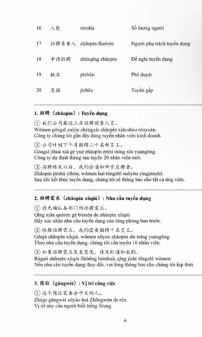 Trang sách - từ vựng và mẫu câu tuyển dụng